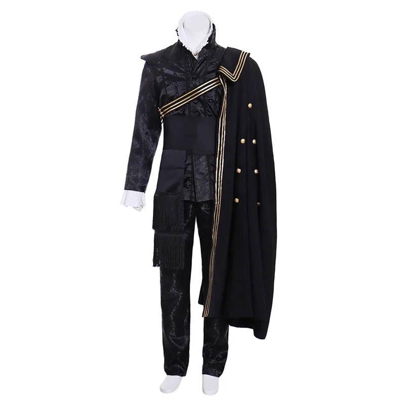 King Henry Tudor Black Renaissance Cosplay Outfit with Cape | Astricos Men's Vintage Costume - Astricos