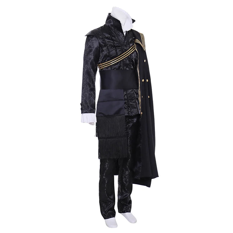 King Henry Tudor Black Renaissance Cosplay Outfit with Cape | Astricos Men's Vintage Costume - Astricos