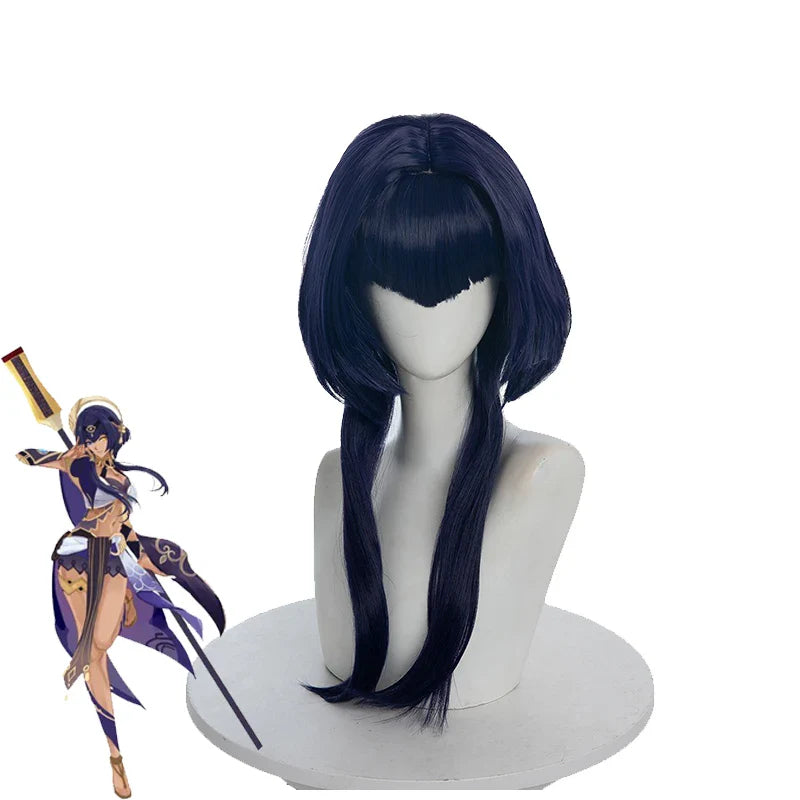 Astricos Candace Cosplay Wig - Straight Dark Blue Purple Synthetic Hair for Women - Astricos