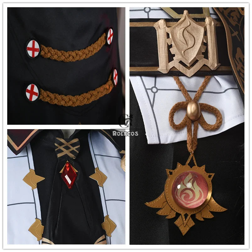 Astricos Diluc Cosplay Costume - Men's Black Genshin Impact Full Set for Halloween - Astricos