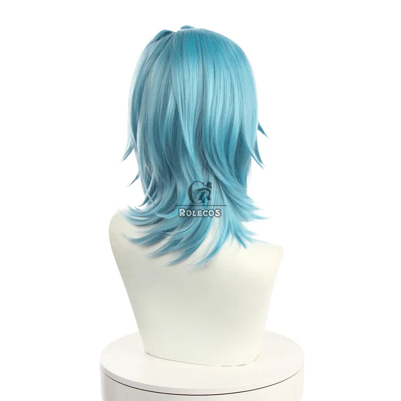 Astricos Genshin Impact Eula Cosplay Wig - 50cm Blue Heat Resistant Synthetic Hair - Astricos