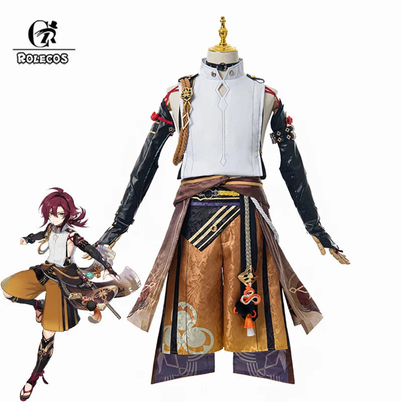 Astricos Genshin Impact Shikanoin Heizou Cosplay Costume - Authentic Brown Men's Uniform Set - Astricos