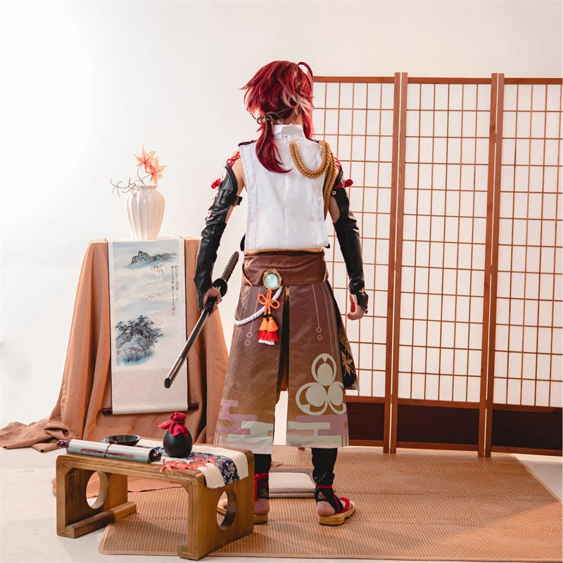 Astricos Genshin Impact Shikanoin Heizou Cosplay Costume - Authentic Brown Men's Uniform Set - Astricos