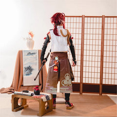 Astricos Genshin Impact Shikanoin Heizou Cosplay Costume - Authentic Brown Men's Uniform Set - Astricos