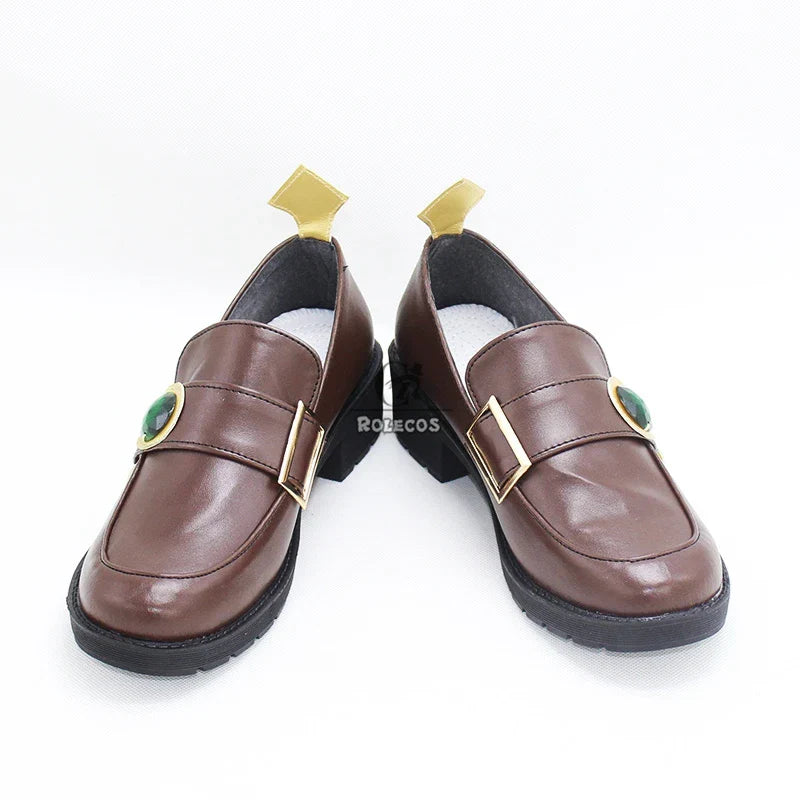 Astricos Venti Cosplay Shoes - Premium Brown Leather High Heels for Genshin Impact Fans - Astricos