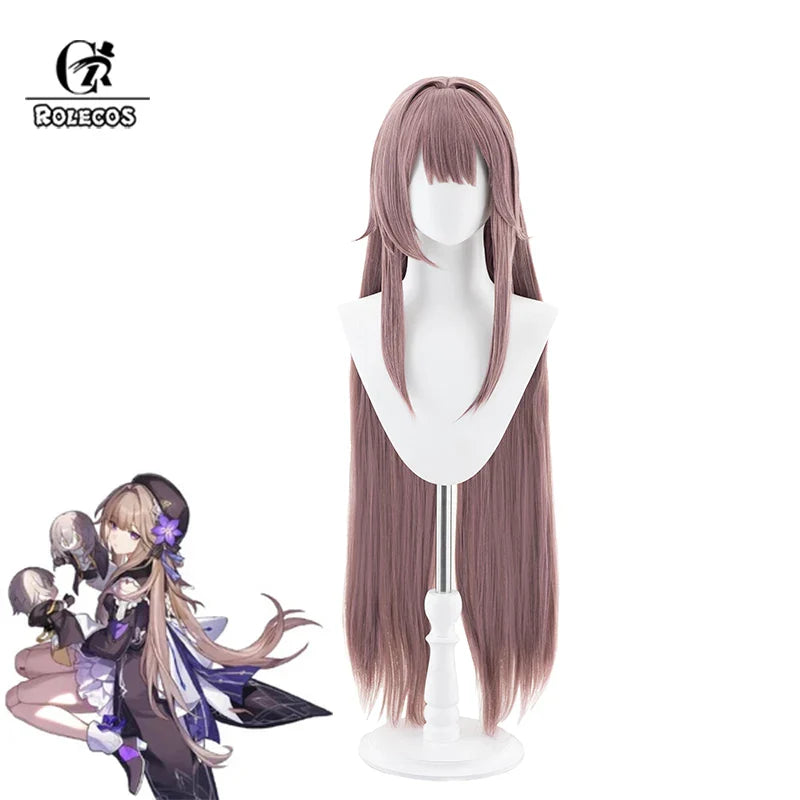 Astricos Herta Cosplay Wig - 105cm Long Straight Synthetic Hair for Honkai Star Rail Fans - Astricos