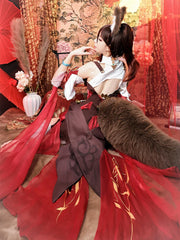 Astricos Tingyun Cosplay Costume - Ancient Style Fox Tails Design Women Dress for Halloween Carnival Party - Astricos