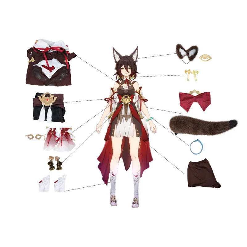 Astricos Tingyun Cosplay Costume - Ancient Style Fox Tails Design Women Dress for Halloween Carnival Party - Astricos