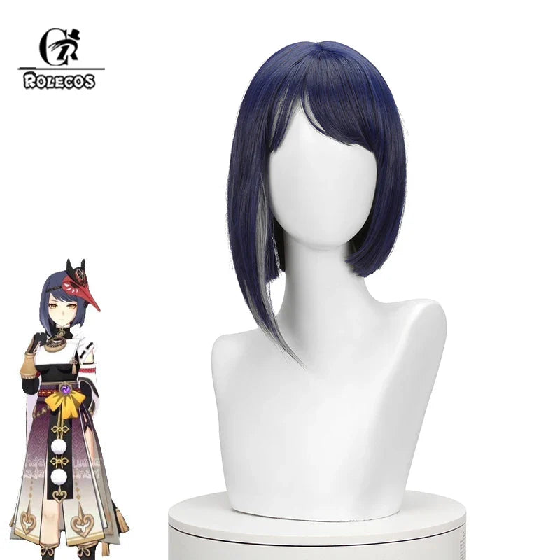 Astricos Kujou Sara Cosplay Wig - 35cm Short Straight Synthetic Hair for Ultimate Role-Playing - Astricos