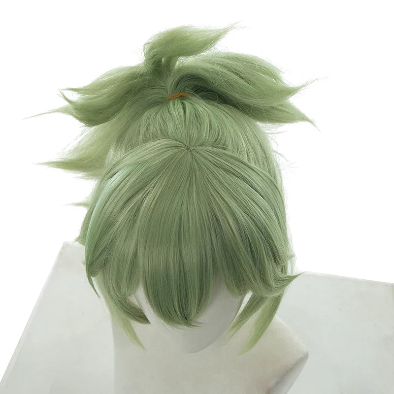 Astricos Kuki Shinobu Cosplay Wig - 40cm Green Straight Synthetic Heat Resistant Wig for Women - Astricos