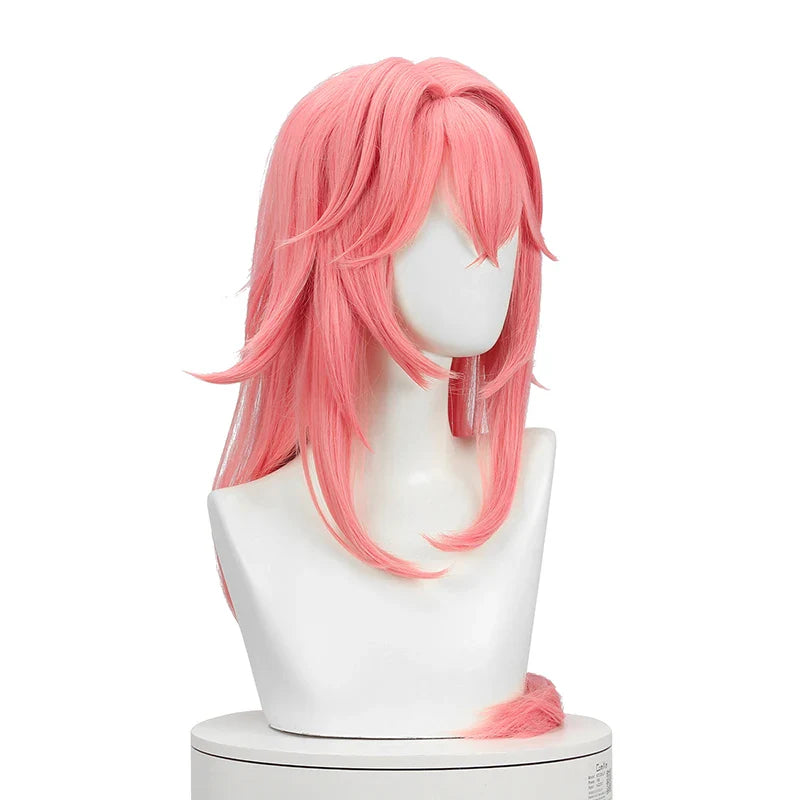 Astricos Yae Miko Cosplay Wig - 80cm Long Pink Straight Synthetic Hairpiece for Genshin Impact Fans - Astricos