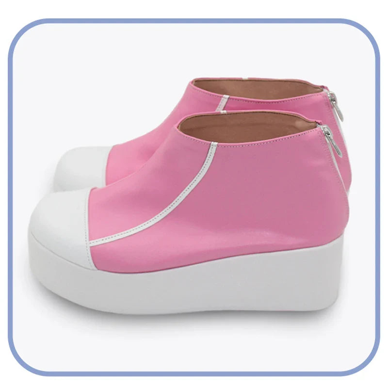 Astricos HEARTSTEEL Alune Cosplay Shoes - Pink Flat Thick Sole Women's Zipper Casual Shoes for Party and Halloween - Astricos