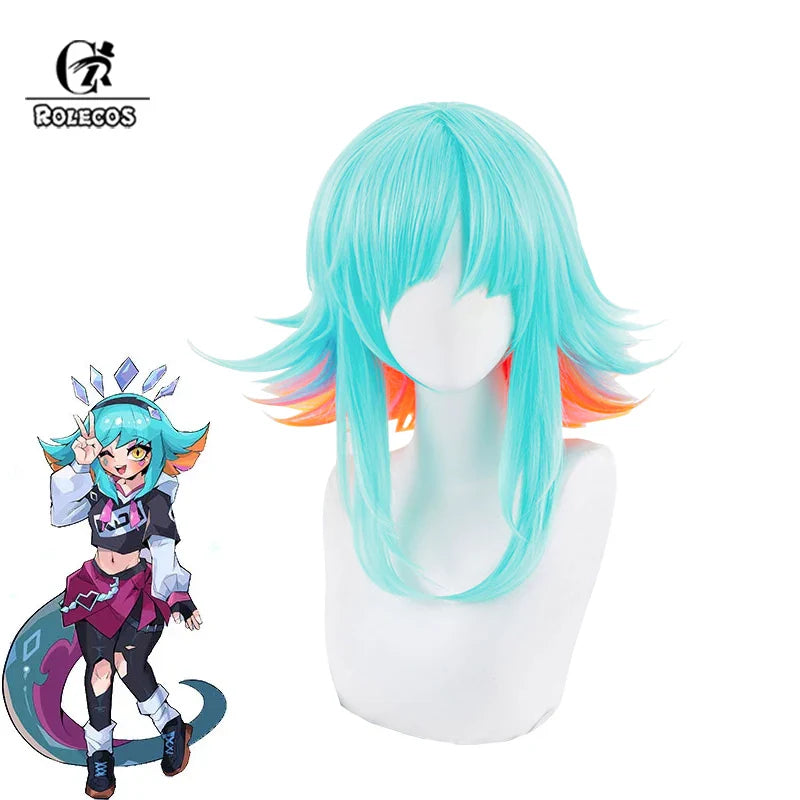 Astricos KDA Super Fan Neeko Cosplay Wig - 35-40cm Mixed Color Women's Wigs for Cosplay - Astricos