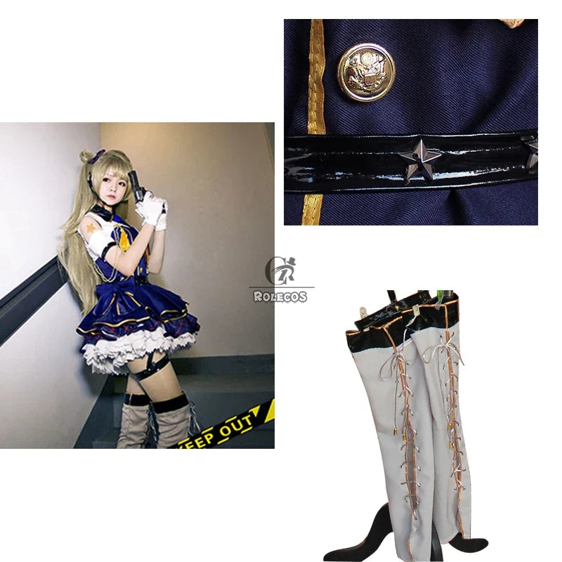 Astricos Kotori Minami Cosplay Costume - Anime Love Live Lolita Minami Policewoman Costume for Women - Astricos