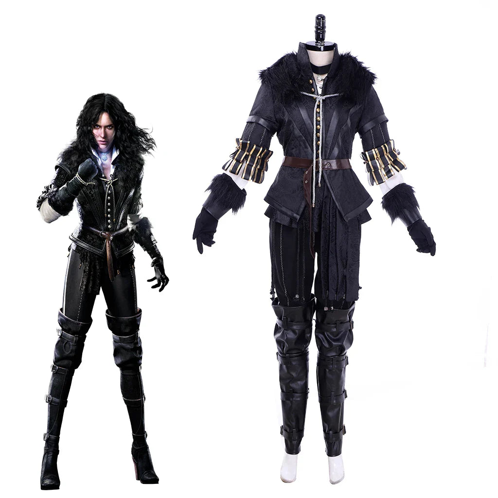 Astricos Yennefer Cosplay Hunt Costume For Women - Retro Black Uniform Suit for Halloween Carnival Party Witch Disguise - Astricos