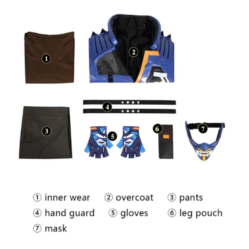 Astricos Yoru Cosplay Costume Men - Blue Uniform for Halloween, Carnival & Gaming Events - Astricos