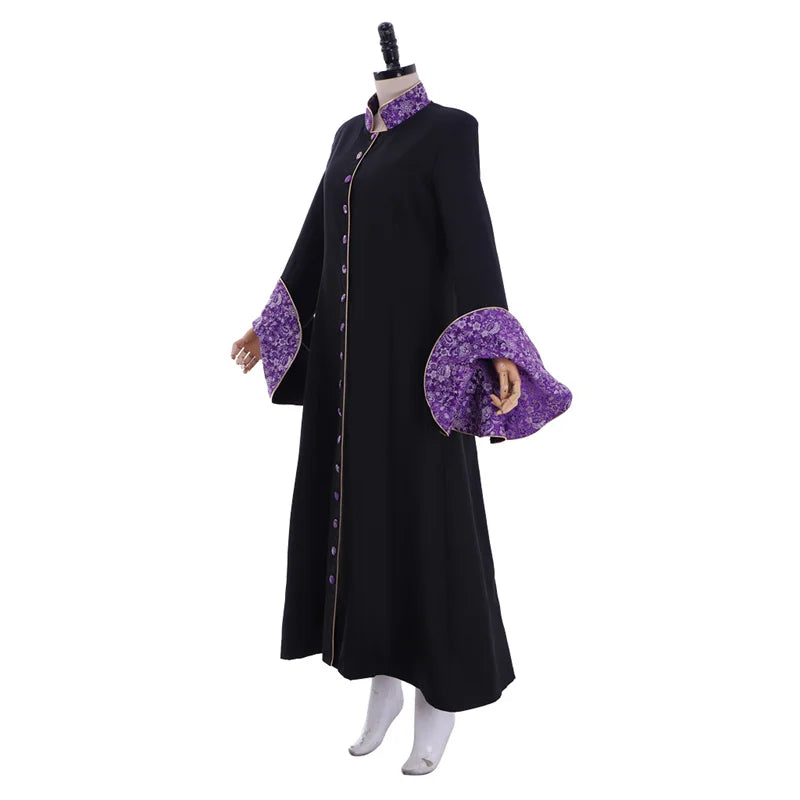 Ancient Priestess Robe Costume - Women’s Black Trumpet Sleeve Clergy Cloak | Astricos Cosplay Series - Astricos