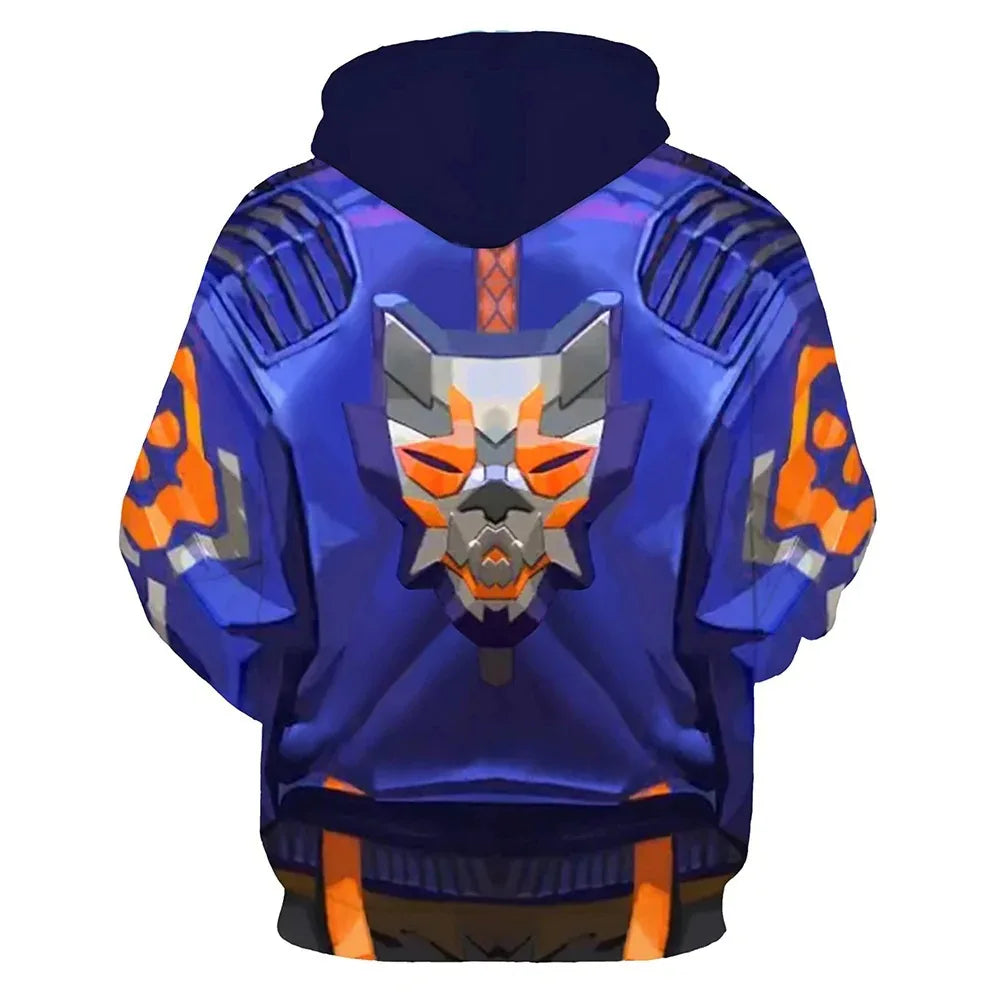 Astricos Game Valorant Yoru Cosplay Costume Unisex 3D Hoodie Sweatshirt Punk Hip-Hop Pullover for Halloween Carnival Parties - Astricos