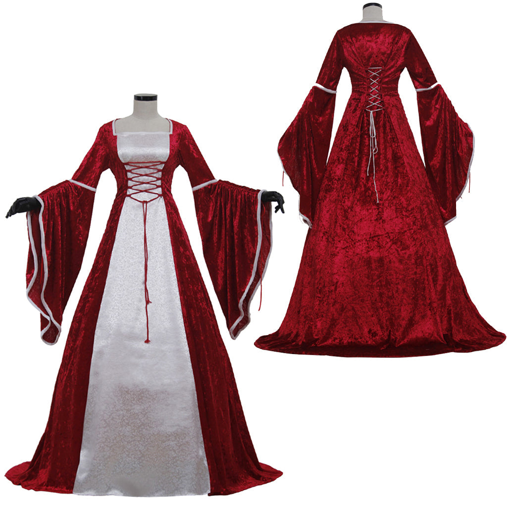 Astricos Deluxe Velvet Renaissance Queen Dress - Victorian Medieval Long Gown for Cosplay and Halloween - Astricos