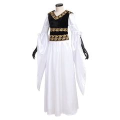 Adult's Exclusive Astricos Vintage Medieval White Dress with Black Vest for Cosplay and Themed Parties - Astricos