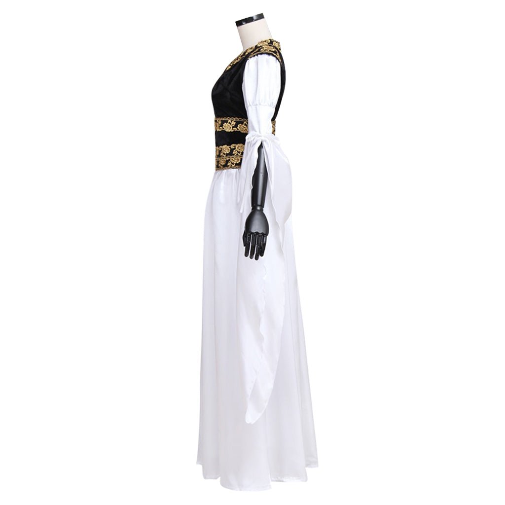 Adult's Exclusive Astricos Vintage Medieval White Dress with Black Vest for Cosplay and Themed Parties - Astricos