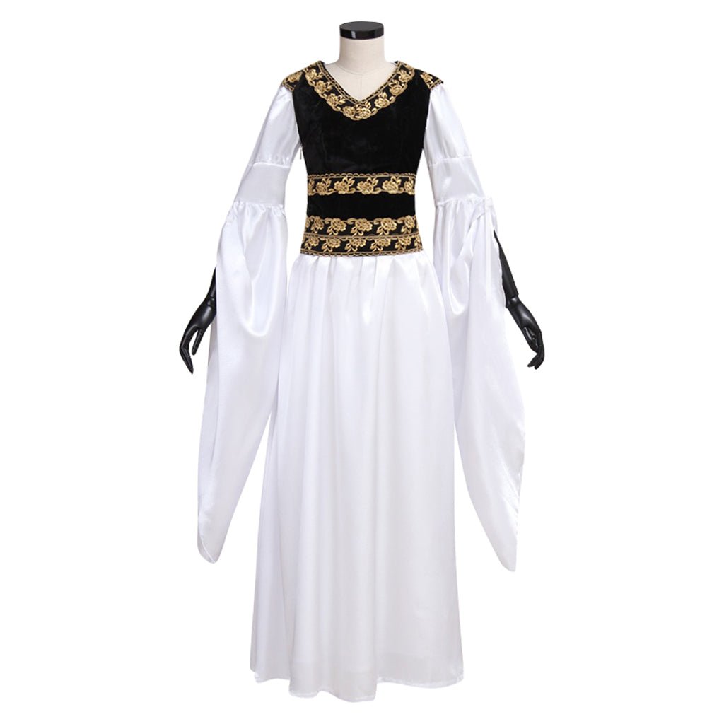 Adult's Exclusive Astricos Vintage Medieval White Dress with Black Vest for Cosplay and Themed Parties - Astricos