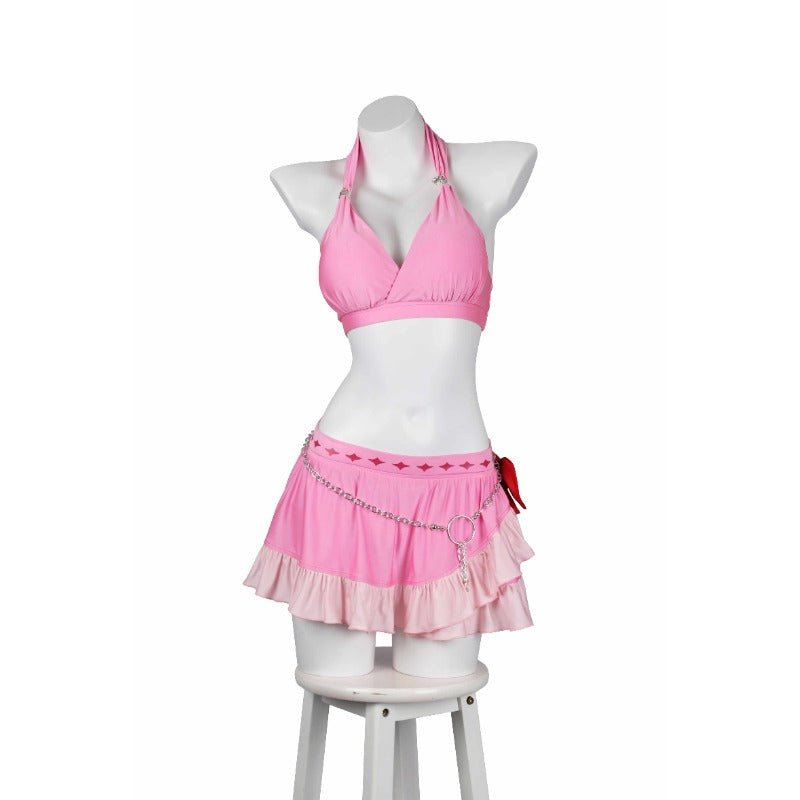 Astricos Aerith Gainsborough Swimsuit - Final Fantasy VII Remake Cosplay Pink Halter Bathing Suit - Astricos