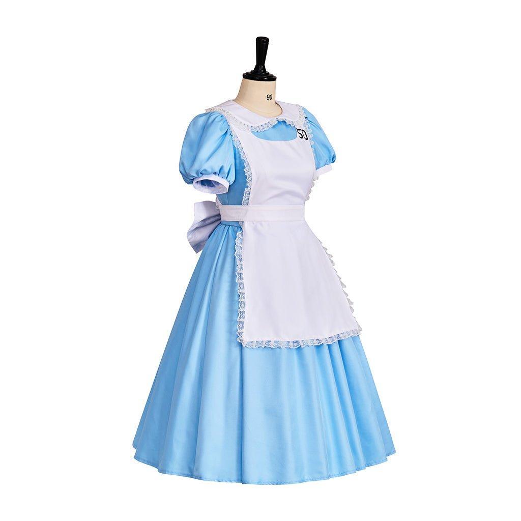 Astricos Dark Alice Cosplay Dress | Gothic Halloween Costume | Blue Collar with Bloody Apron - Astricos