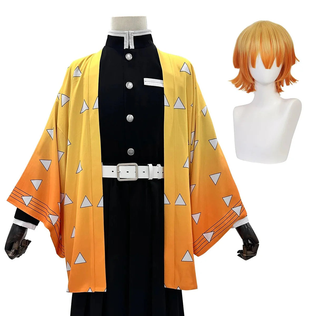 Astricos Agatsuma Zenitsu Cosplay Costume - Authentic Demon Slayer Wig, Haori, and Accessories for the Ultimate Fan Experience - Astricos