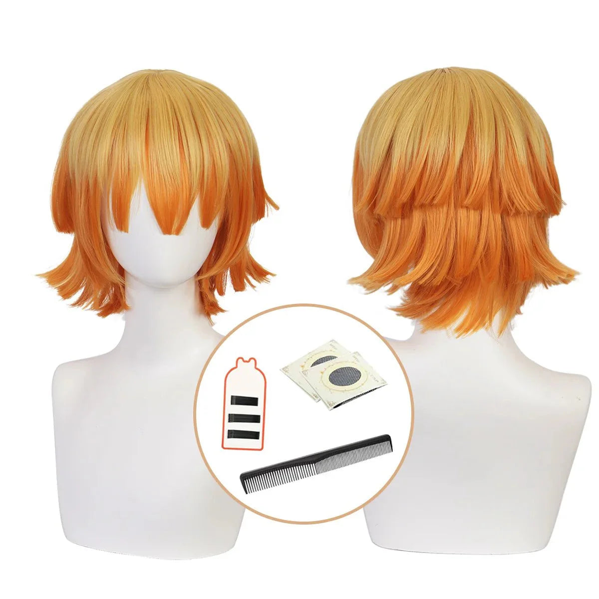 Astricos Zenitsu Agatsuma Cosplay Wig - Premium Synthetic Fiber with Adjustable Cap for Halloween and Anime Events - Astricos