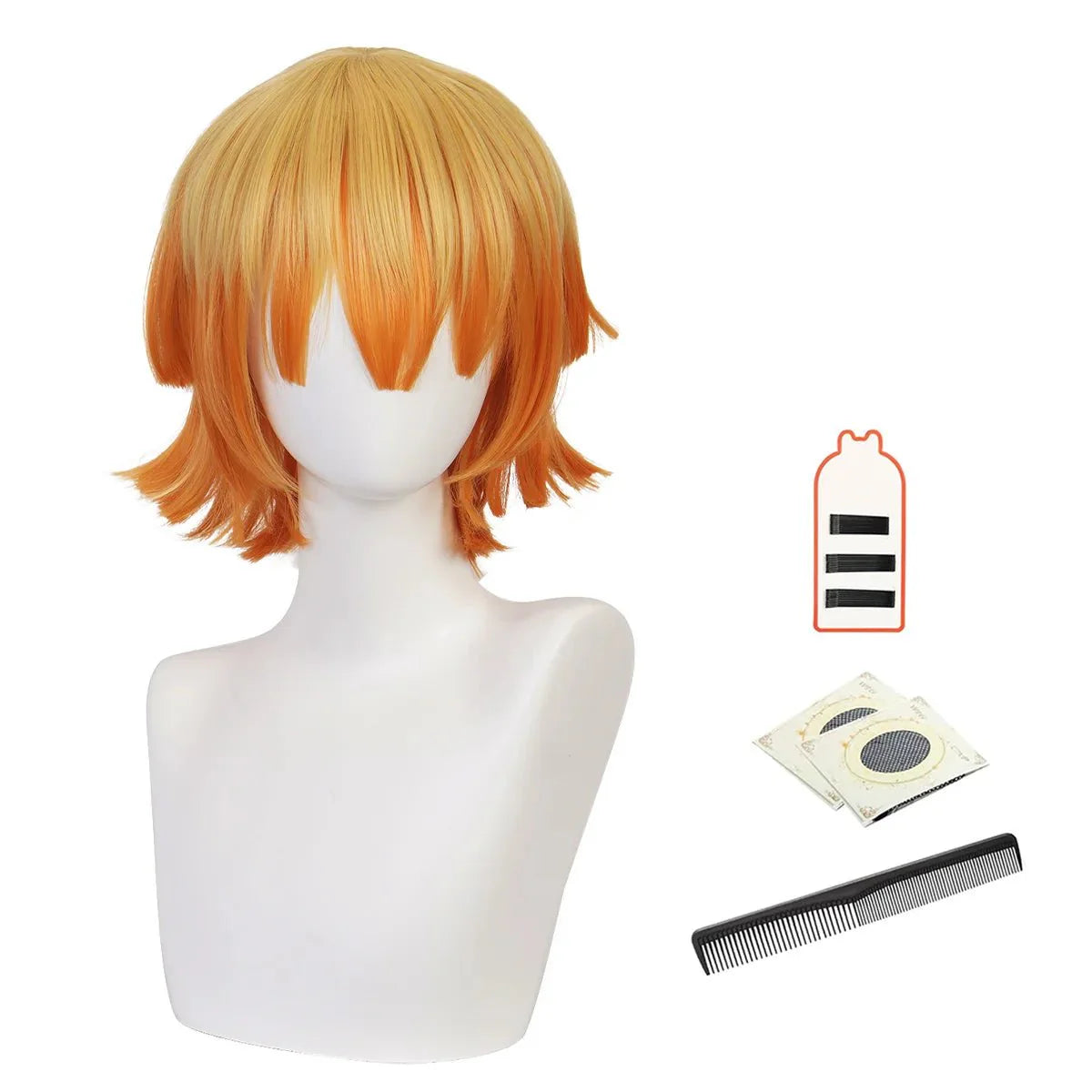 Astricos Zenitsu Agatsuma Cosplay Wig - Premium Synthetic Fiber with Adjustable Cap for Halloween and Anime Events - Astricos