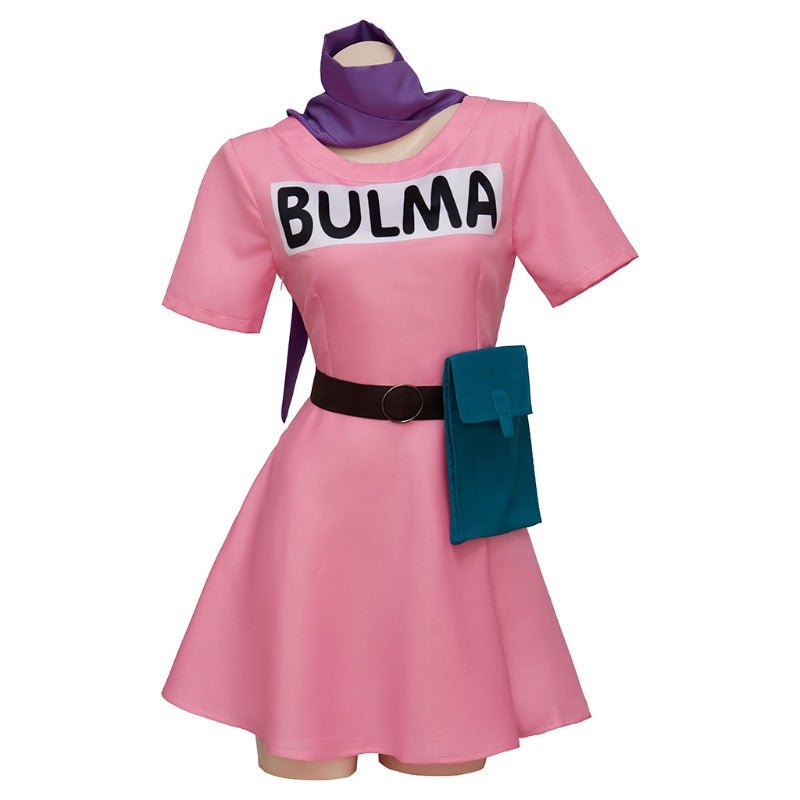 Astricos Anime Bulma Cosplay Costume Pink Dress with Accessories for Women Adults - Astricos