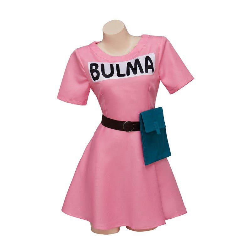 Astricos Anime Bulma Cosplay Costume Pink Dress with Accessories for Women Adults - Astricos