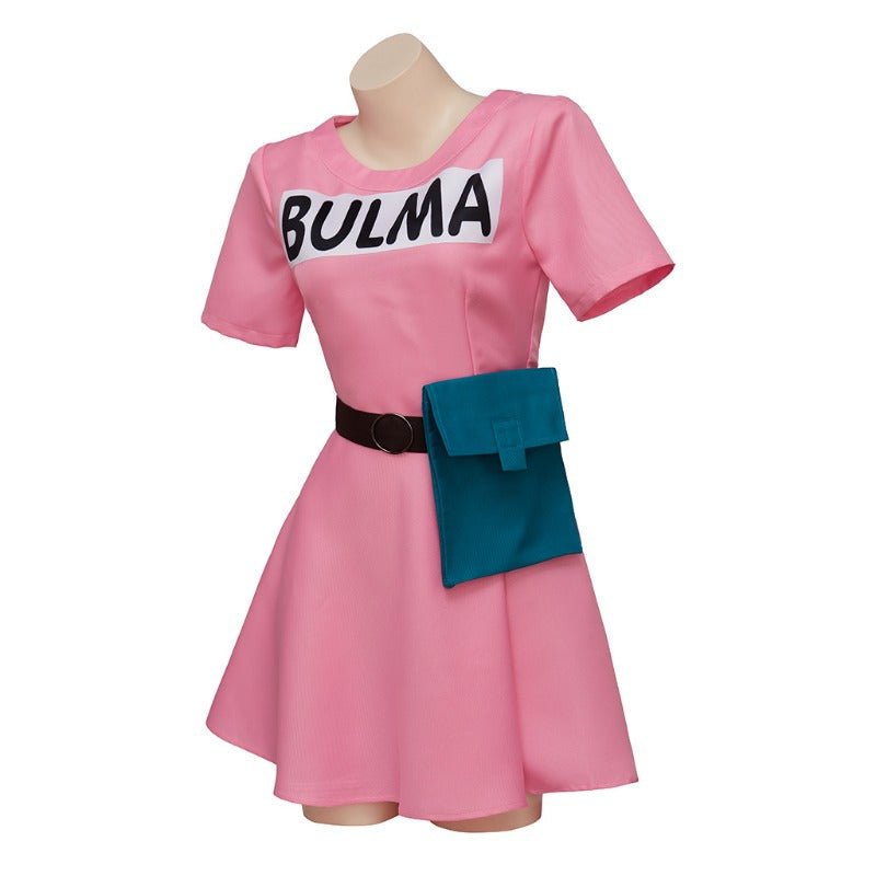 Astricos Anime Bulma Cosplay Costume Pink Dress with Accessories for Women Adults - Astricos