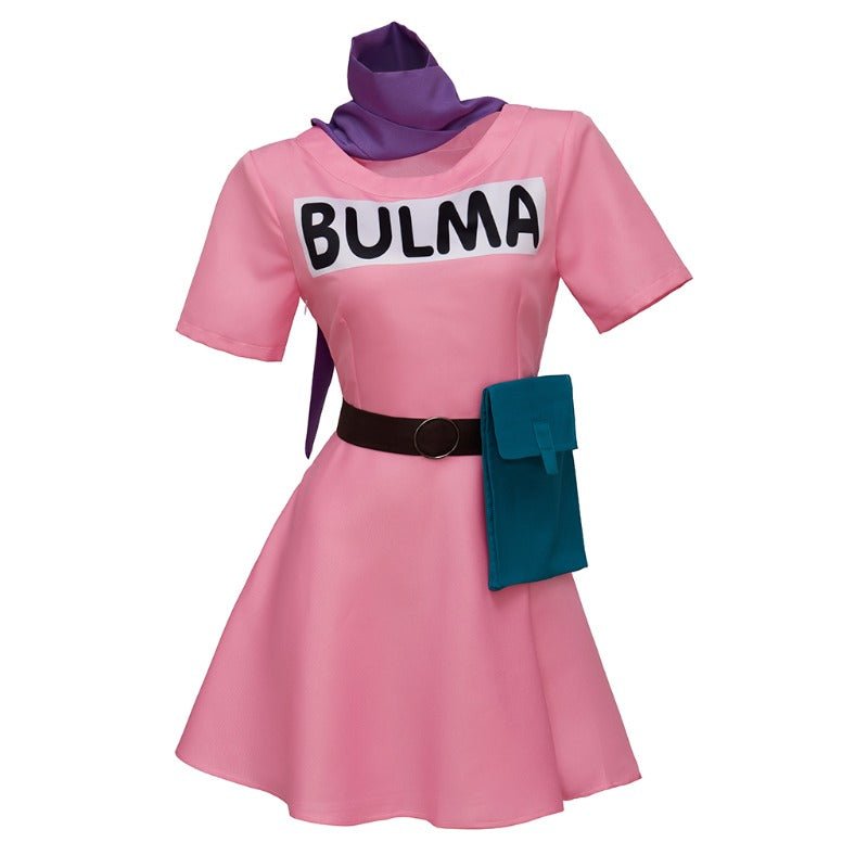 Astricos Anime Bulma Cosplay Costume Pink Dress with Accessories for Women Adults - Astricos