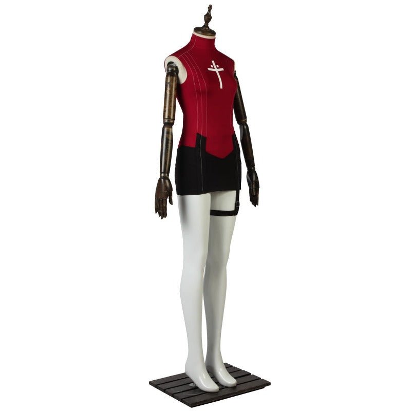 Astricos Tohsaka Rin Cosplay Costume Set - Red Shirt, Skirt, Wig & Accessories - Astricos