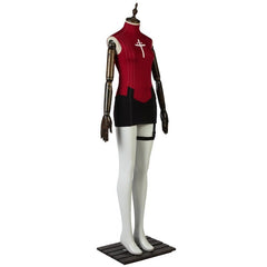 Astricos Tohsaka Rin Cosplay Costume Set - Red Shirt, Skirt, Wig & Accessories - Astricos