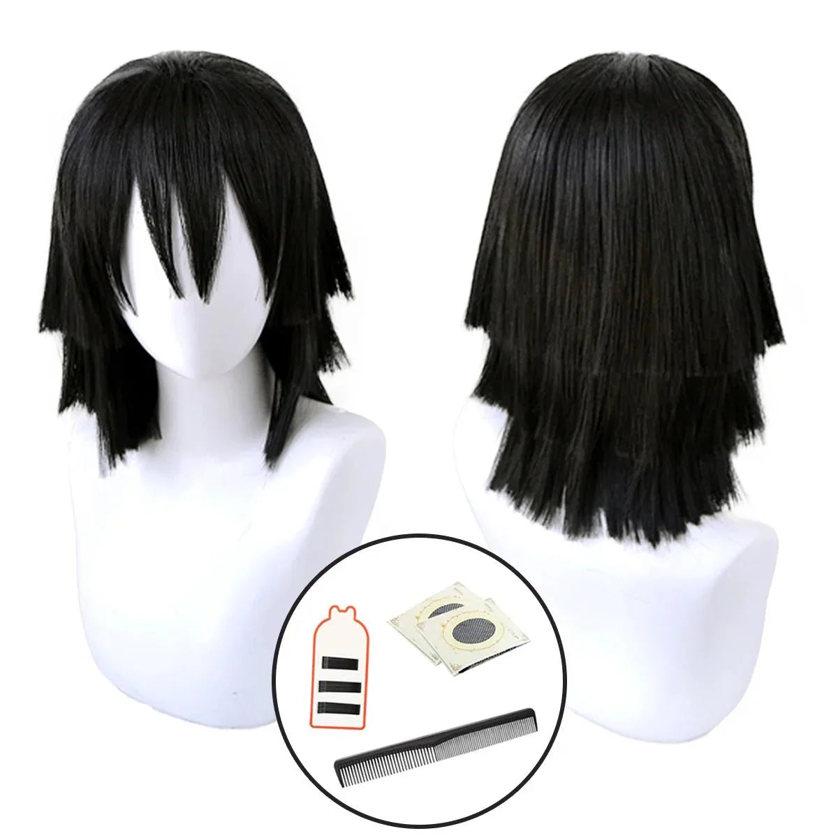 Astricos Iguro Obanai Cosplay Wig - High-Quality Synthetic Fiber with Adjustable Cap for Anime Events - Astricos