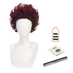 Astricos Kamado Tanjiro Cosplay Wig - Premium Synthetic Fiber with Adjustable Cap for Anime Fans - Astricos