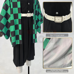 Astricos Kamado Tanjirou Cosplay Costume - Haori, Top, Pants, Belt, Wig - Perfect for Halloween & Anime Events - Astricos