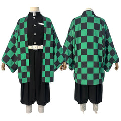 Astricos Kamado Tanjirou Cosplay Costume - Haori, Top, Pants, Belt, Wig - Perfect for Halloween & Anime Events - Astricos