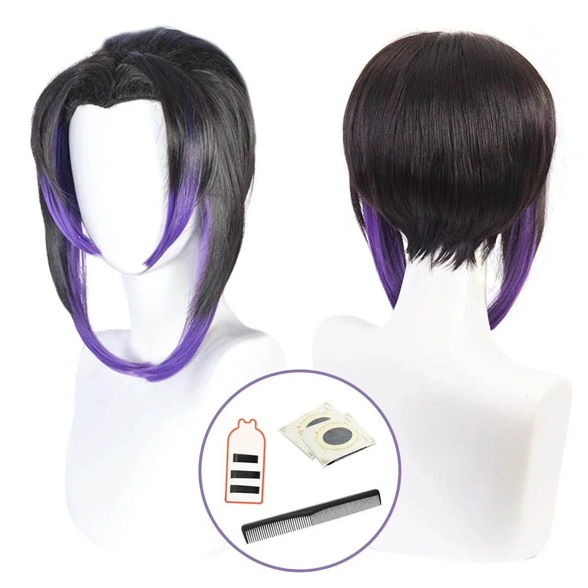 Astricos Kochou Shinobu Cosplay Wig - Purple Synthetic Fiber with Adjustable Cap for Halloween & Christmas - Astricos