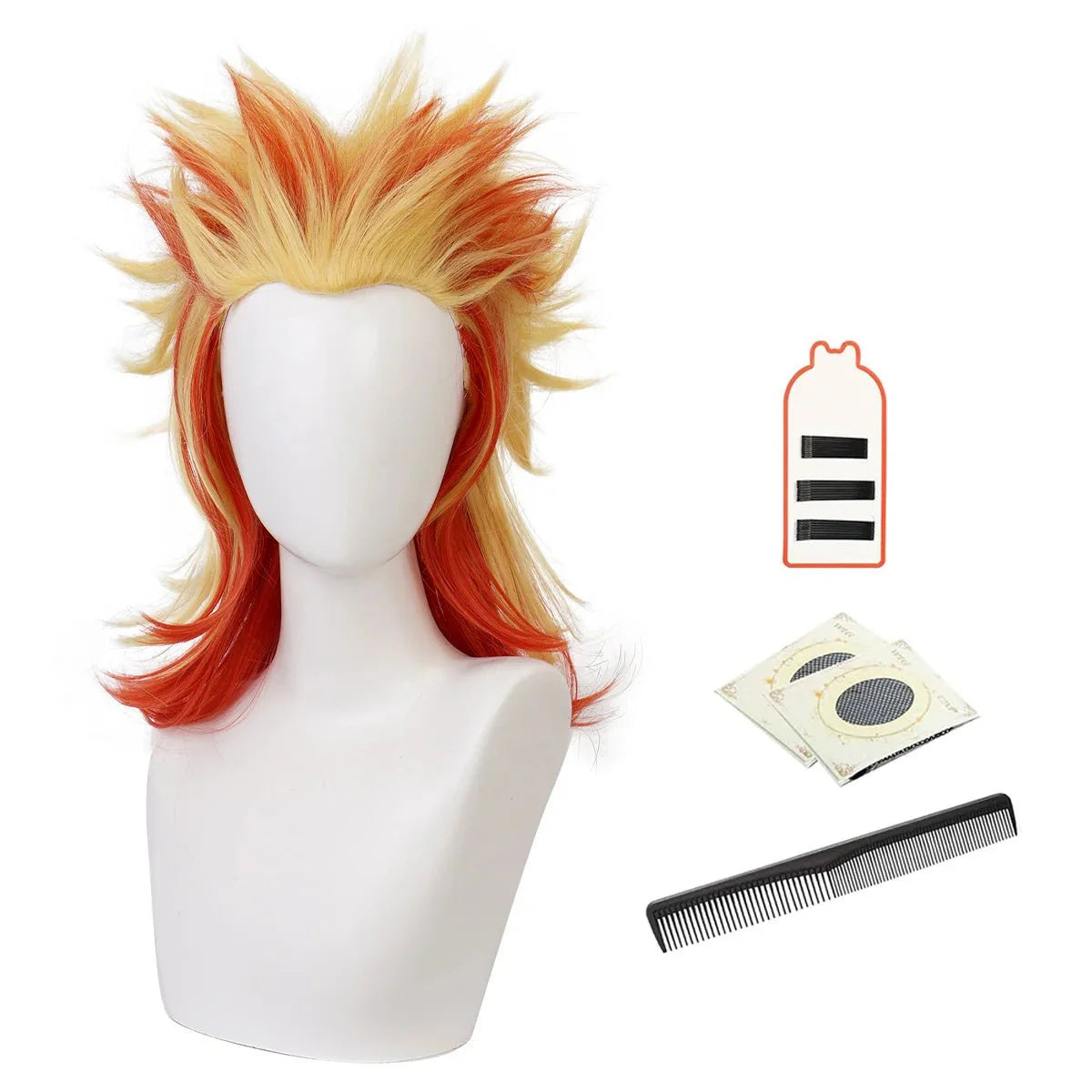 Astricos Rengoku Kyoujurou Cosplay Wig - Synthetic Fiber, Adjustable, Heat Resistant for Anime Fans - Astricos