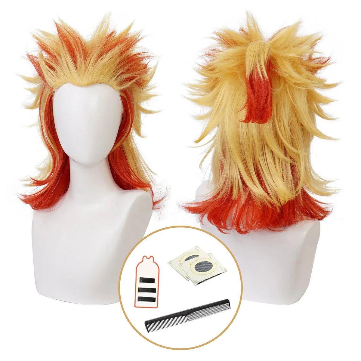 Astricos Rengoku Kyoujurou Cosplay Wig - Synthetic Fiber, Adjustable, Heat Resistant for Anime Fans - Astricos