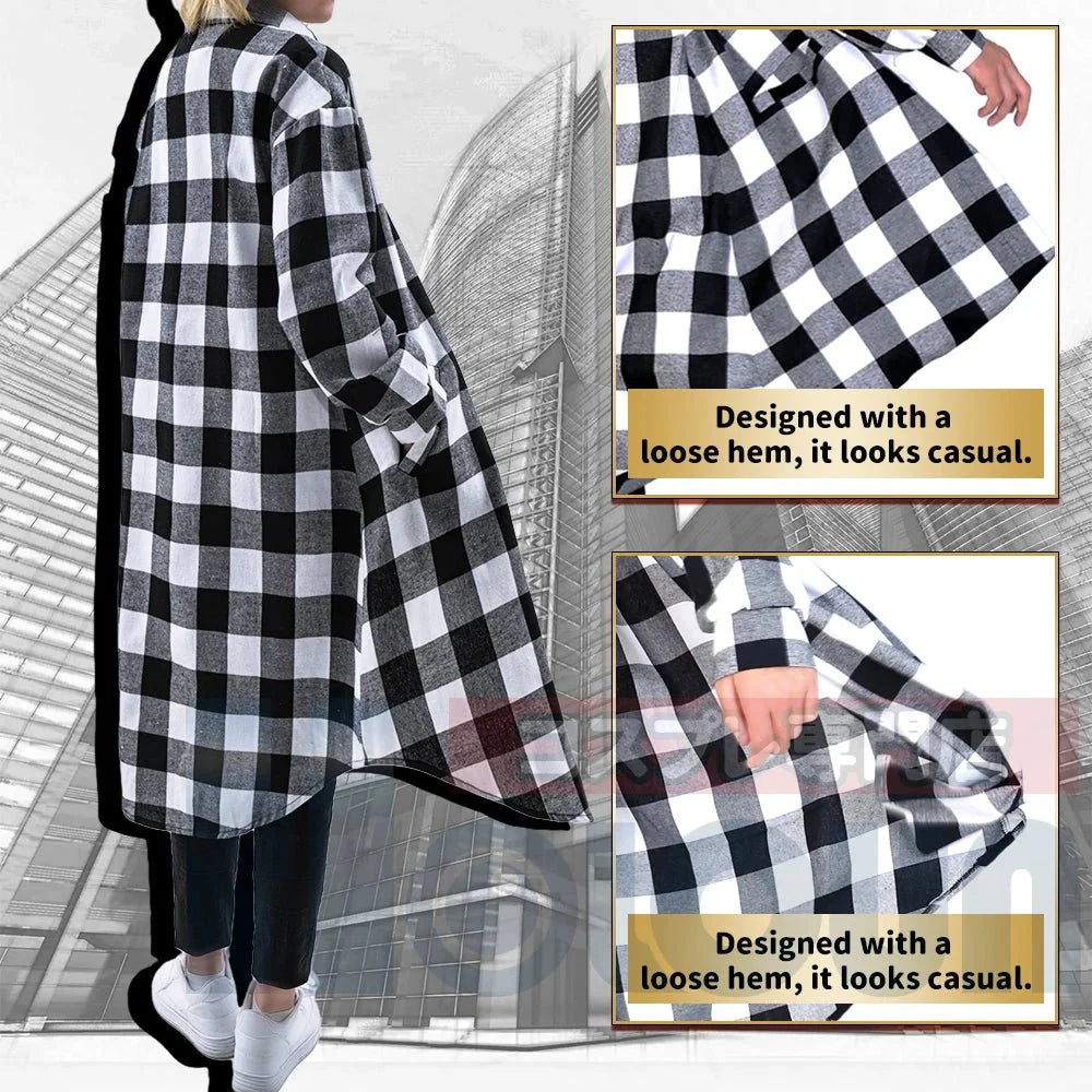 Astricos Tokyo Revengers Manjiro Sano Cosplay Costume - Long Sleeve Plaid Shirt & Casual Coat for Daily Wear - Astricos