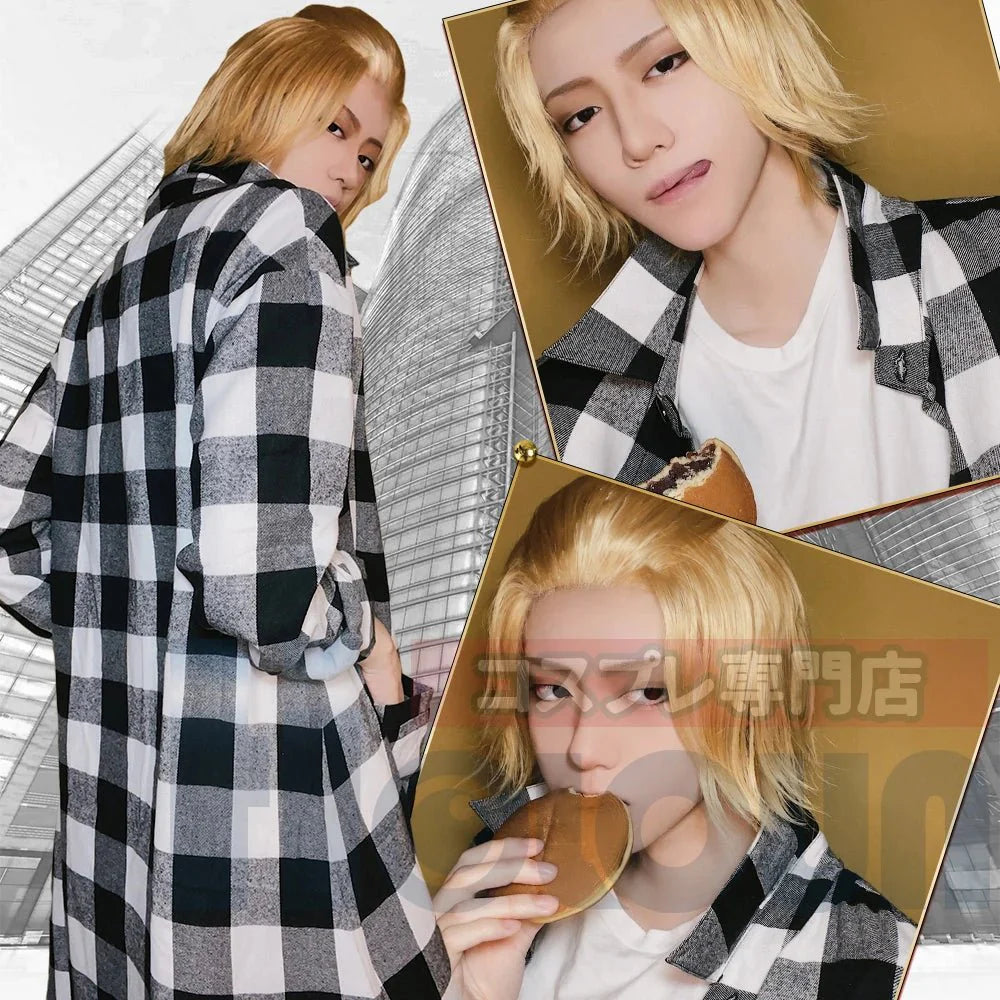 Astricos Tokyo Revengers Manjiro Sano Cosplay Costume - Long Sleeve Plaid Shirt & Casual Coat for Daily Wear - Astricos