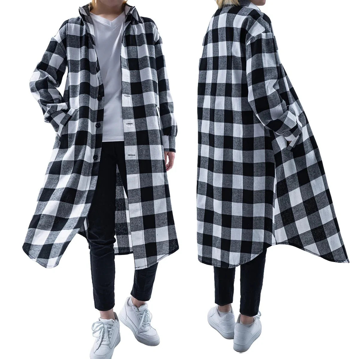 Astricos Tokyo Revengers Manjiro Sano Cosplay Costume - Long Sleeve Plaid Shirt & Casual Coat for Daily Wear - Astricos