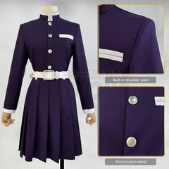 Astricos Tsuyuri Kanao Cosplay Outfit with Wig, Purple Top, Skirt, White Cloak, and Belt - Perfect for Cosplay Events - Astricos