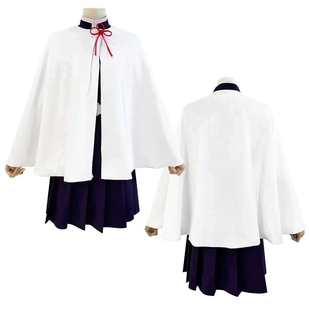 Astricos Tsuyuri Kanao Cosplay Outfit with Wig, Purple Top, Skirt, White Cloak, and Belt - Perfect for Cosplay Events - Astricos