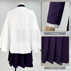 Astricos Tsuyuri Kanao Cosplay Outfit with Wig, Purple Top, Skirt, White Cloak, and Belt - Perfect for Cosplay Events - Astricos